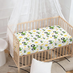 QINBEIDU sun and crops design crib sheet brightens nursery decor.