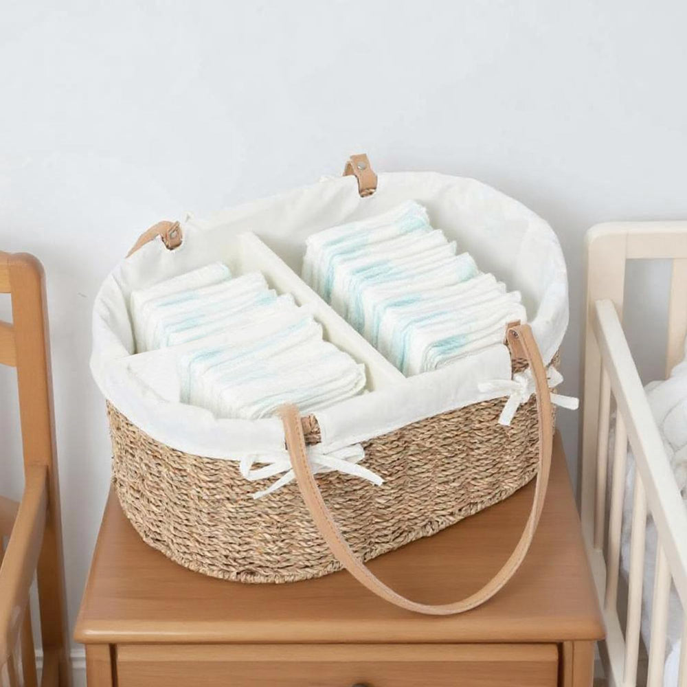 QINGTUHOME diaper caddy partition design keeps items neatly separated