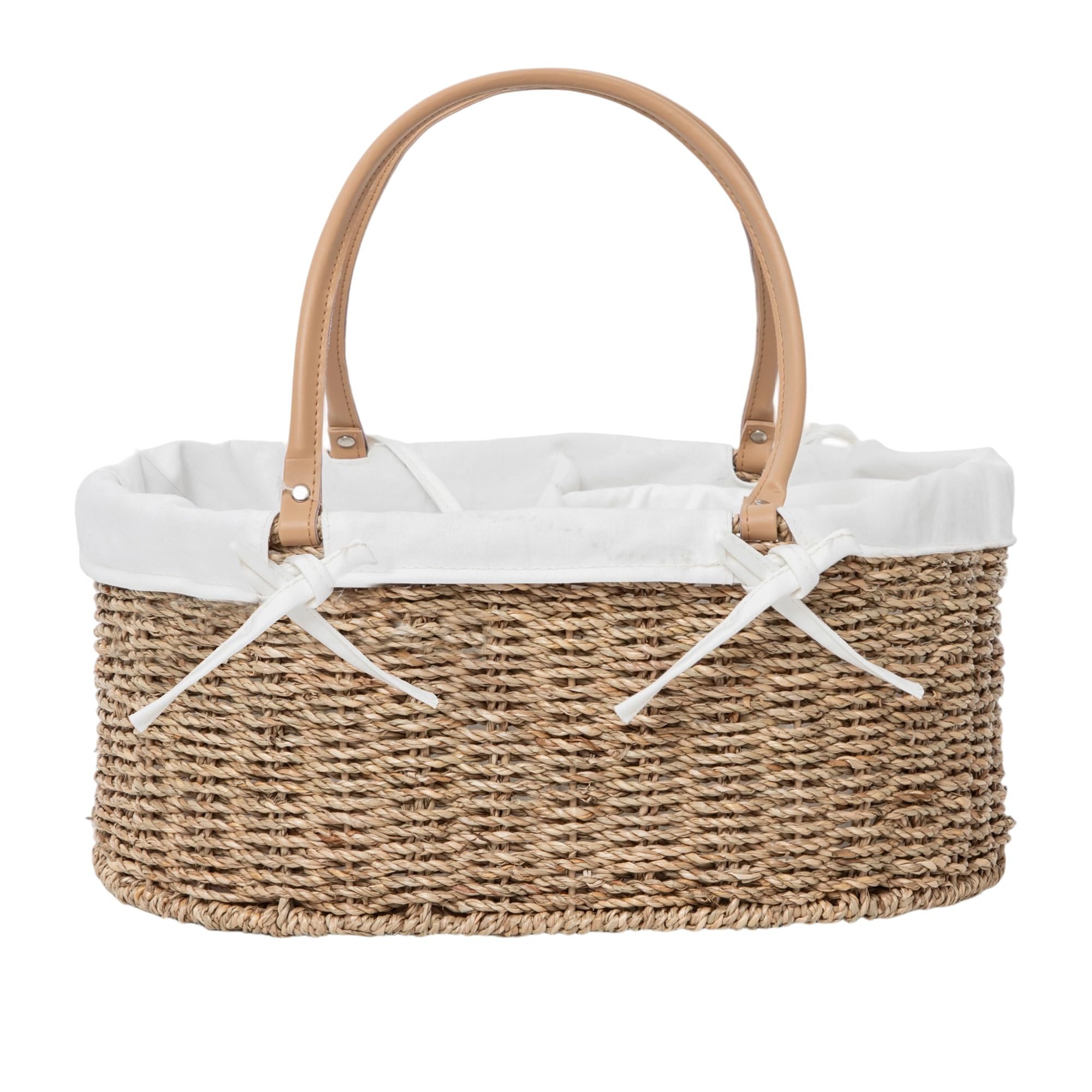 QINGTUHOME handwoven diaper caddy with detachable lining for organized baby care