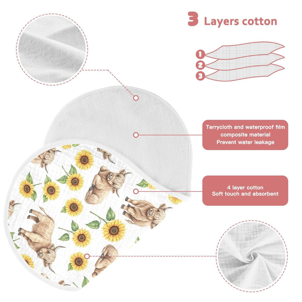 Qinllo burp cloths feature water-resistant backing to block leaks.