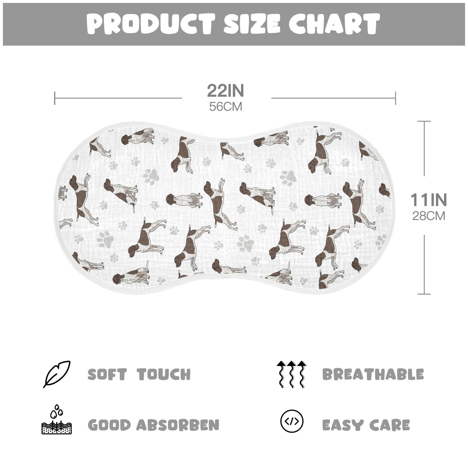 Qinllo burp cloth features a German dogs pattern for daily use