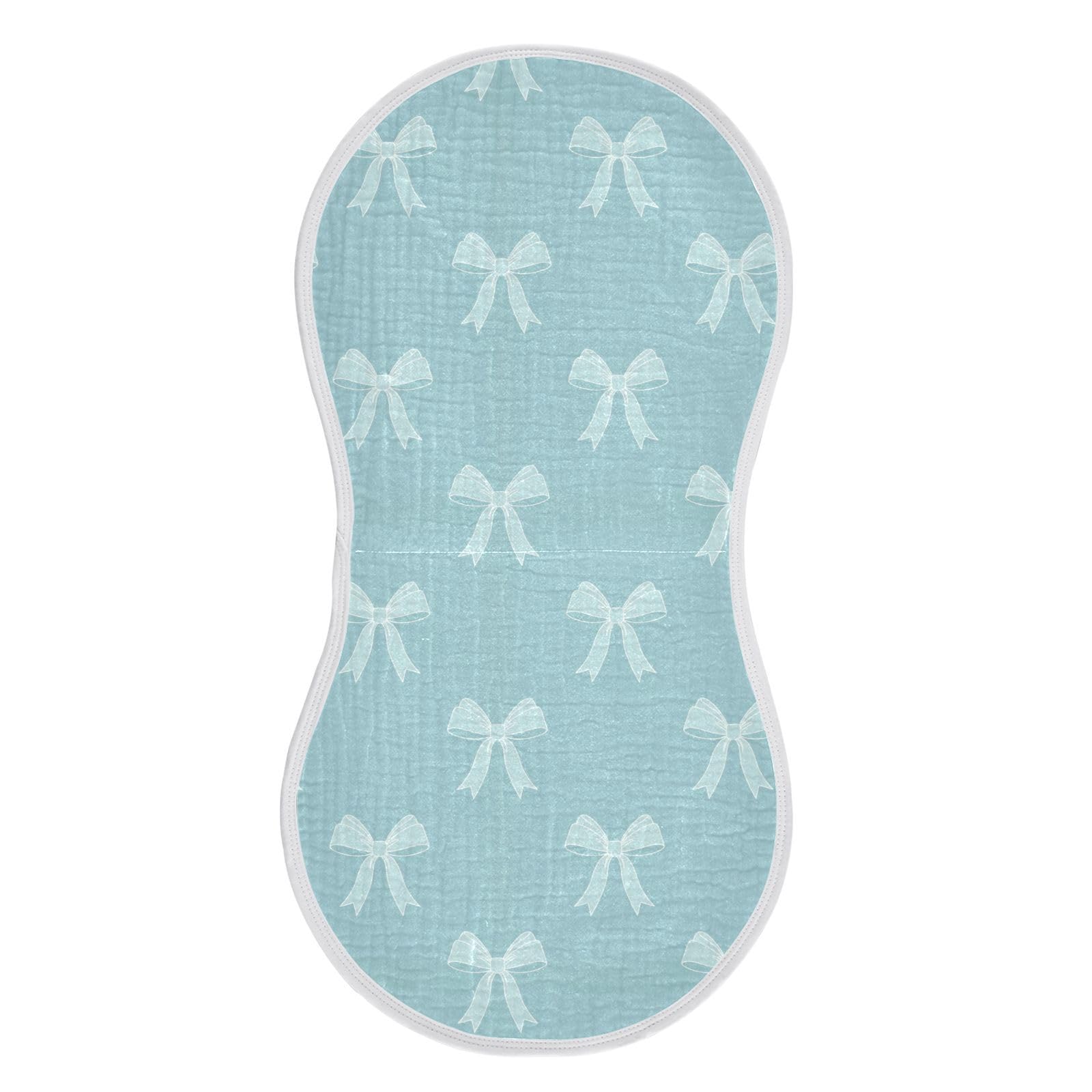 Qinllo muslin burp cloth flat lay with teal ribbon bow for quick burp coverage
