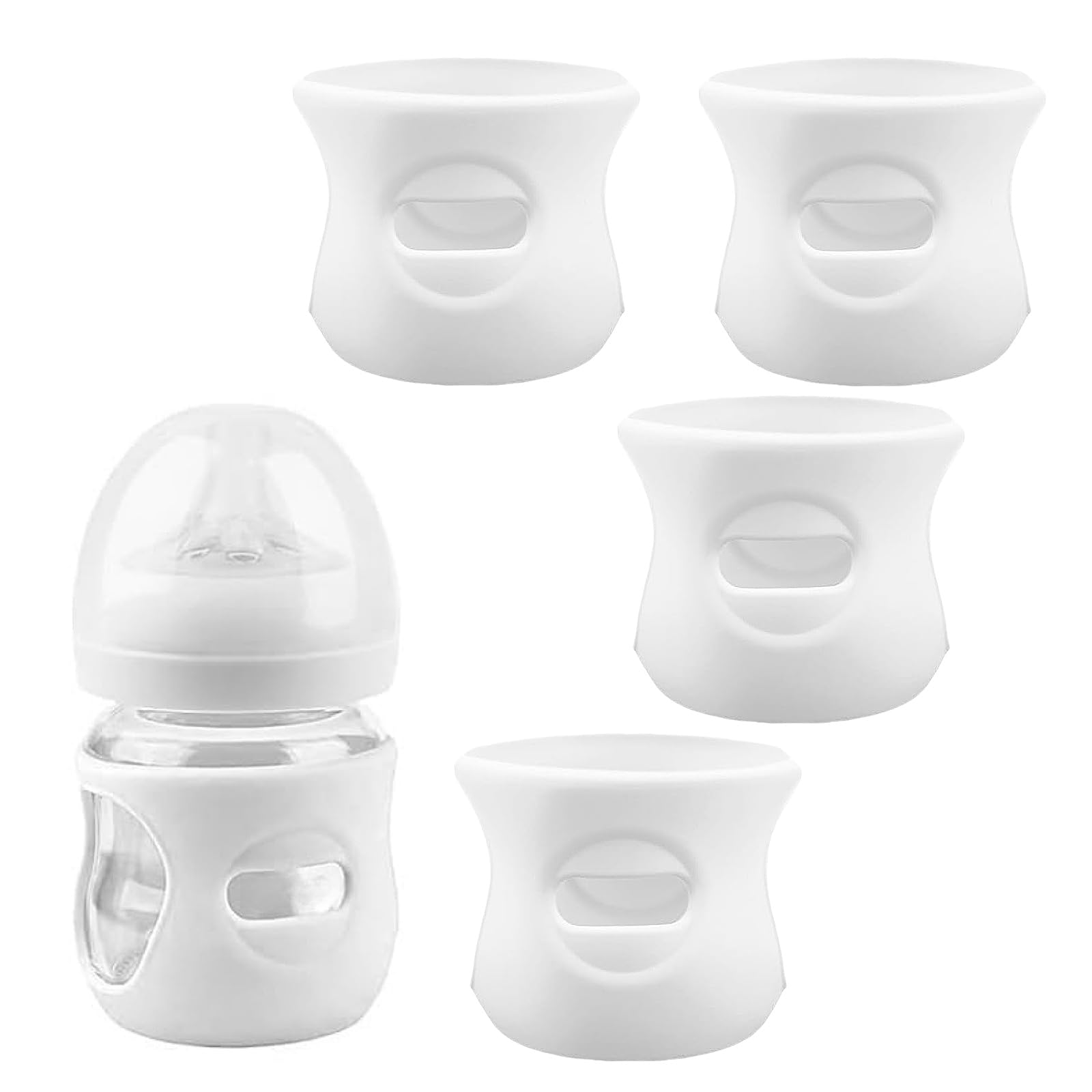 QinSuiKai silicone sleeve for Avent Natural 4 oz bottle with viewing window for easy measurement.
