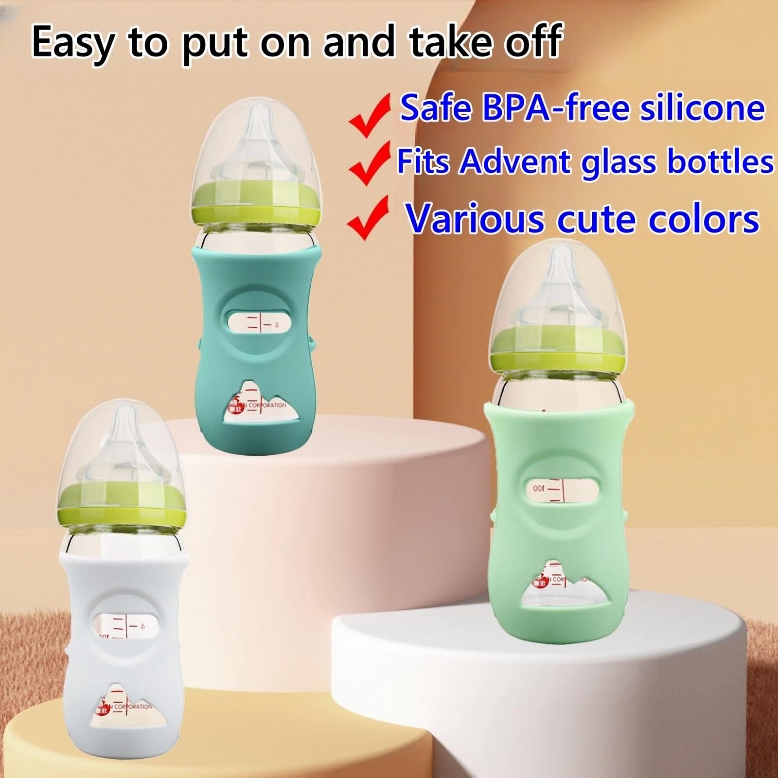 QinSuiKai sleeve on Avent 4 oz bottle adds grip and protection during feeding.