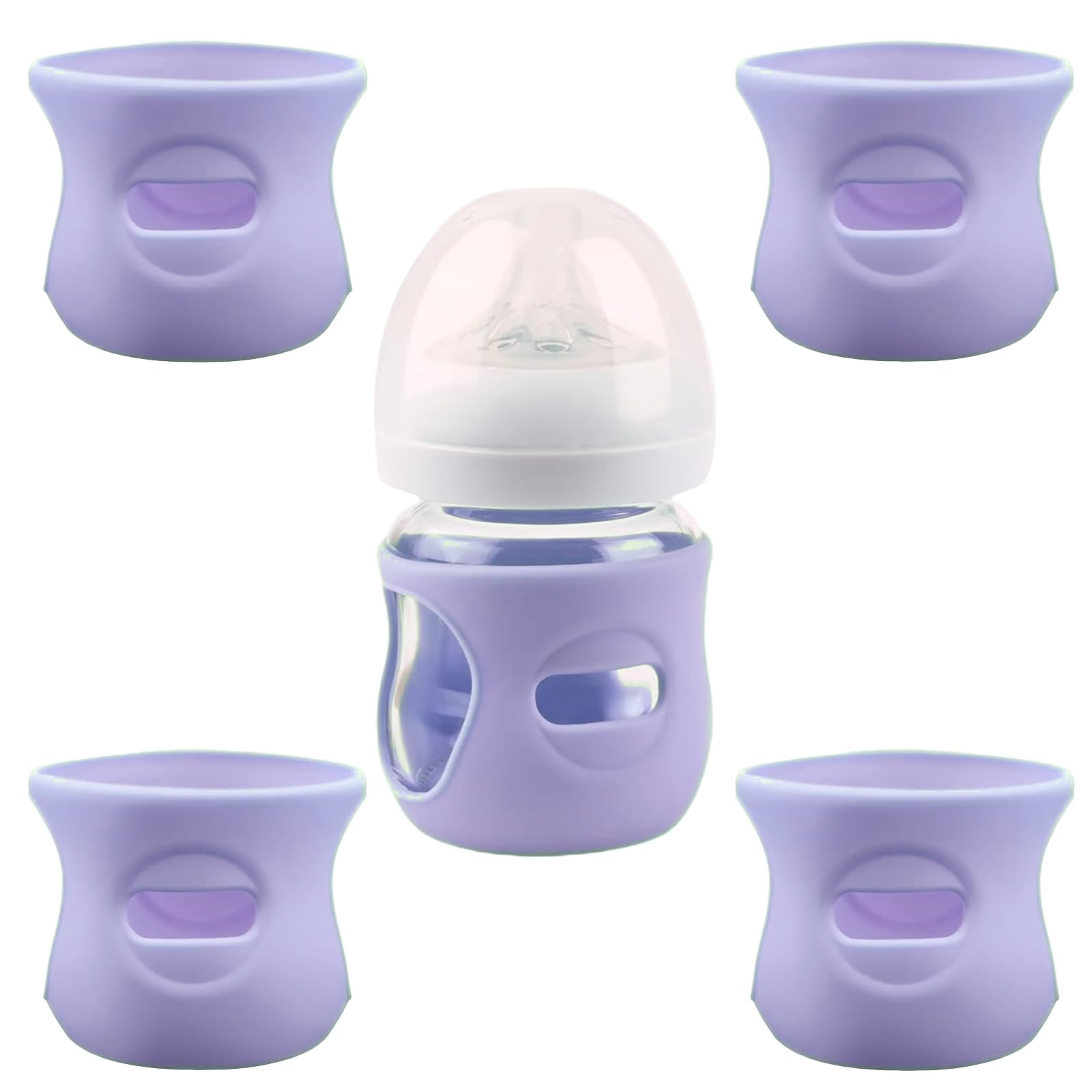 QinSuiKai silicone sleeve for Philips Avent 4 oz bottle in purple provides extra grip and drop protection.