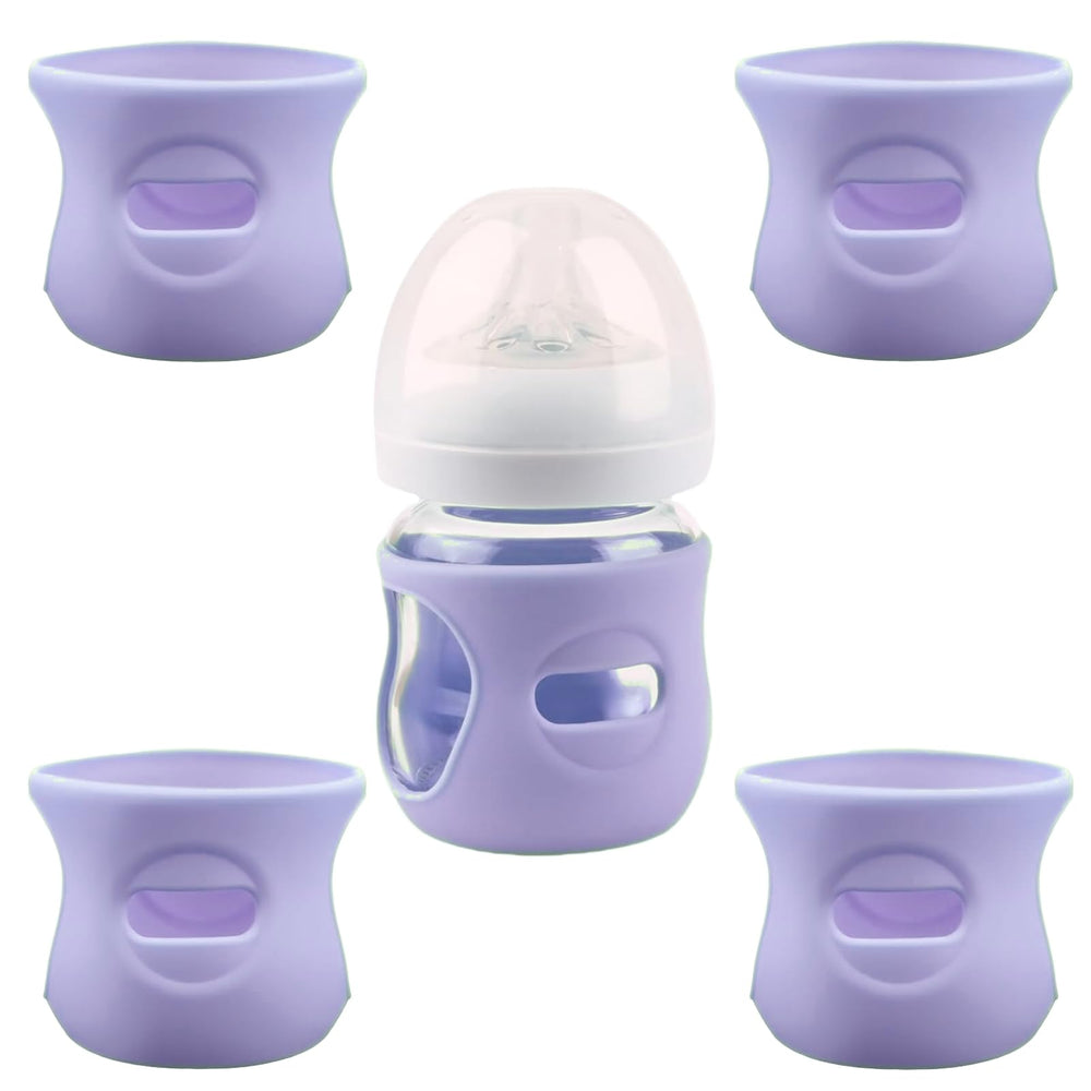QinSuiKai silicone sleeve for Philips Avent 4 oz bottle in purple provides extra grip and drop protection.