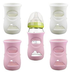 QinSuiKai 4-pack silicone sleeves for Avent bottles in pink and white, protective and grip-ready