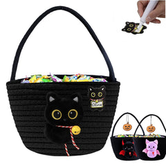 Qinthory personalized 3D plush black cat basket for nursery decor and storage