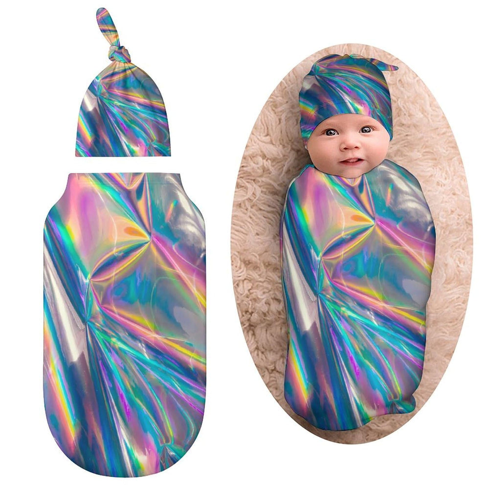 Qiohoey holographic swaddle close up shows soft fabric for newborn comfort