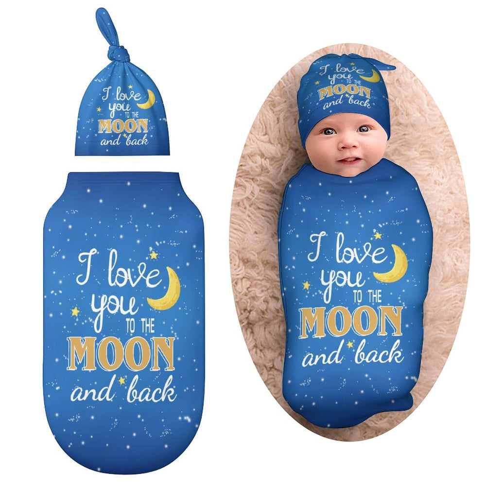 Qiohoey I Love You to the Moon and Back swaddle blanket for cozy newborn warmth