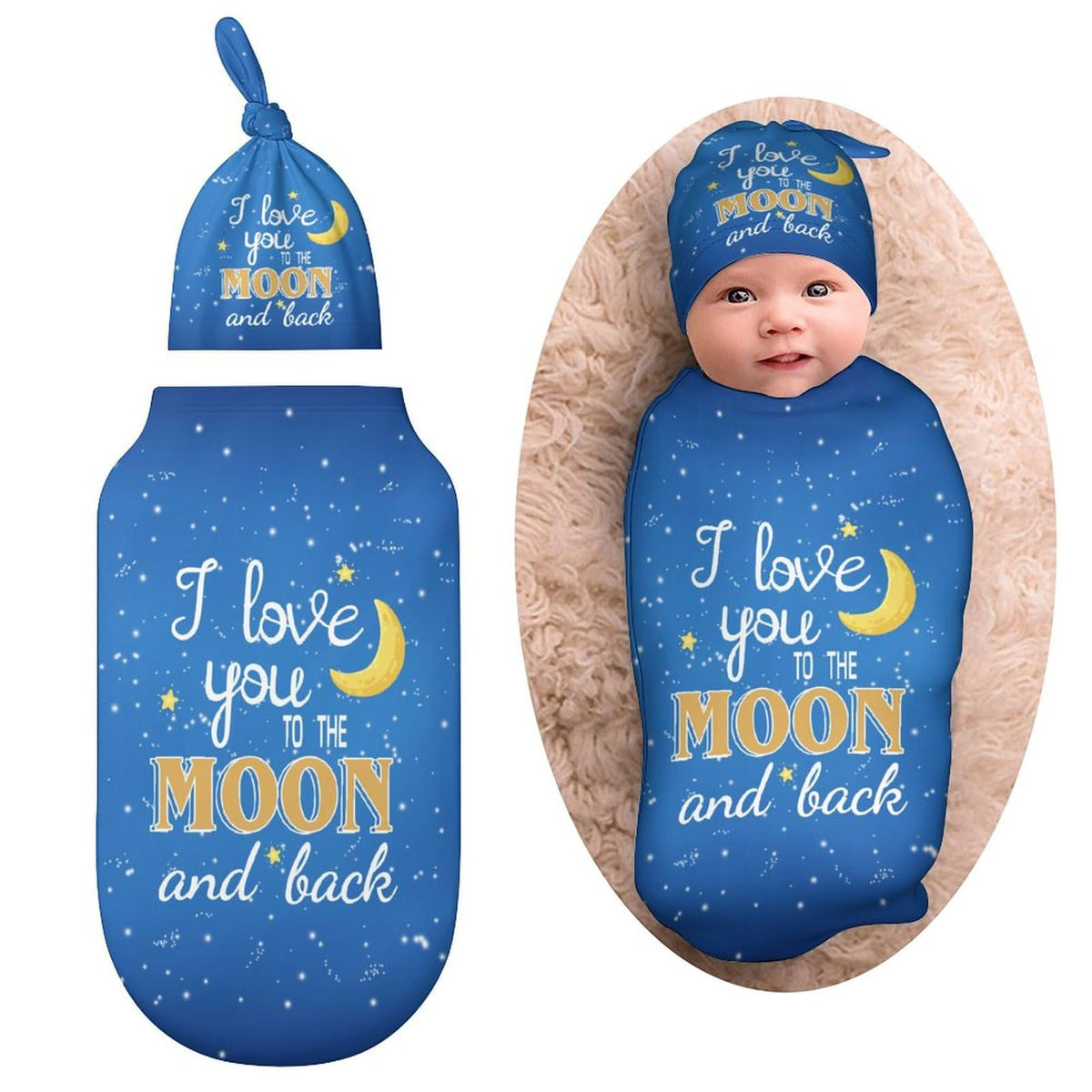 Qiohoey I Love You to the Moon and Back swaddle blanket for cozy newborn warmth