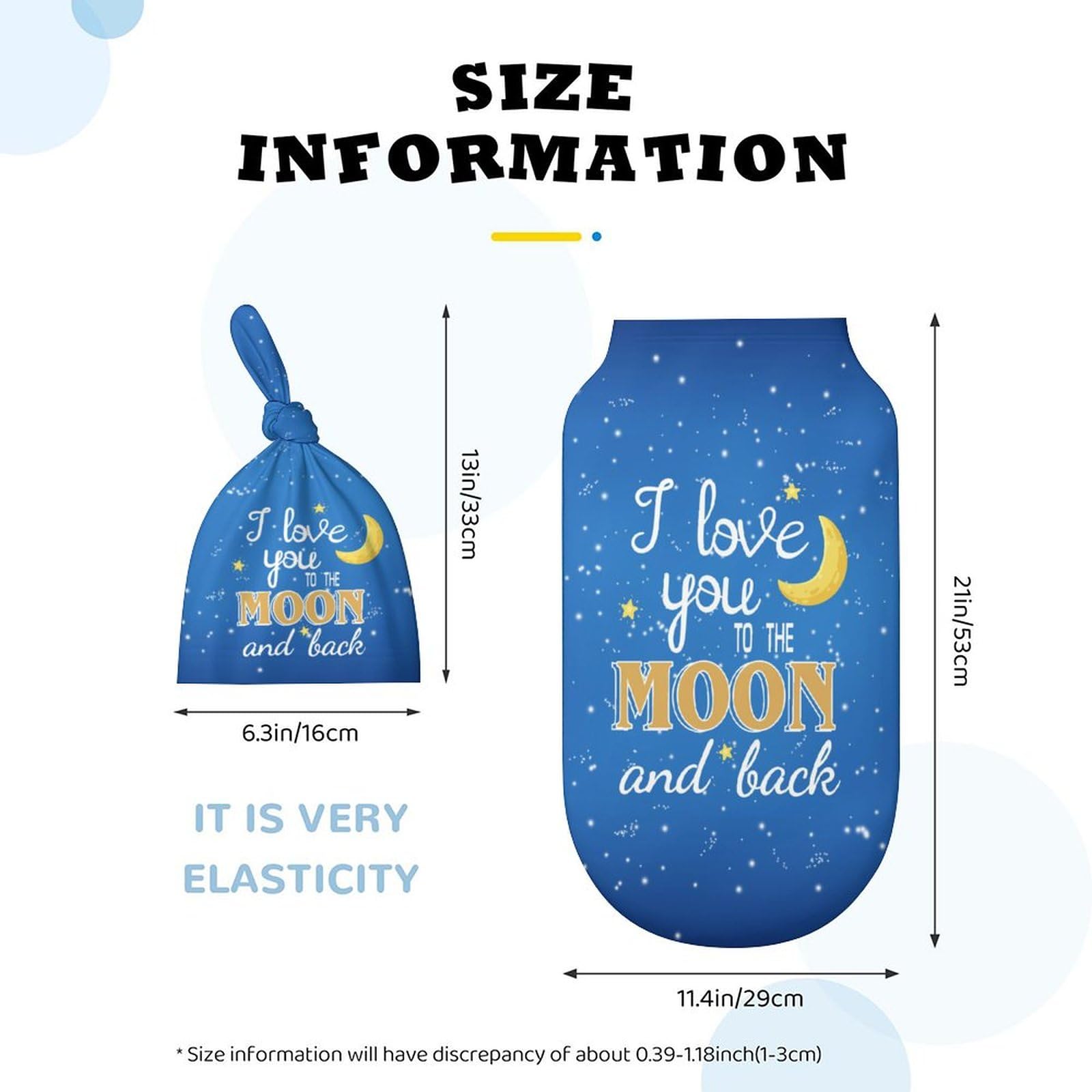Qiohoey I Love You to the Moon and Back swaddle hat maintains a snug fit for baby