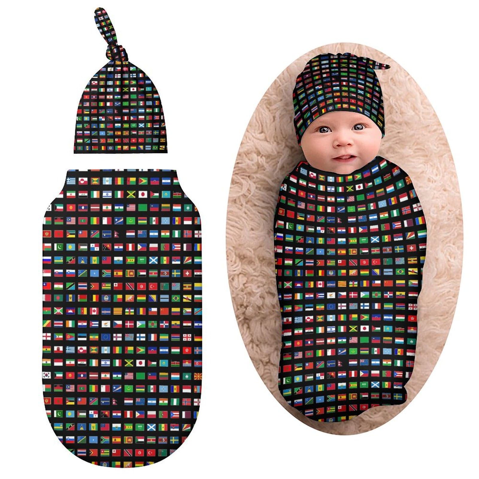 Qiohoey swaddle blanket with flag pattern offers cozy, secure sleep potential.
