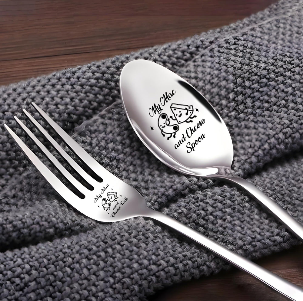 QIUHGZJX engraved spoon and fork highlight a playful design for fun table moments.