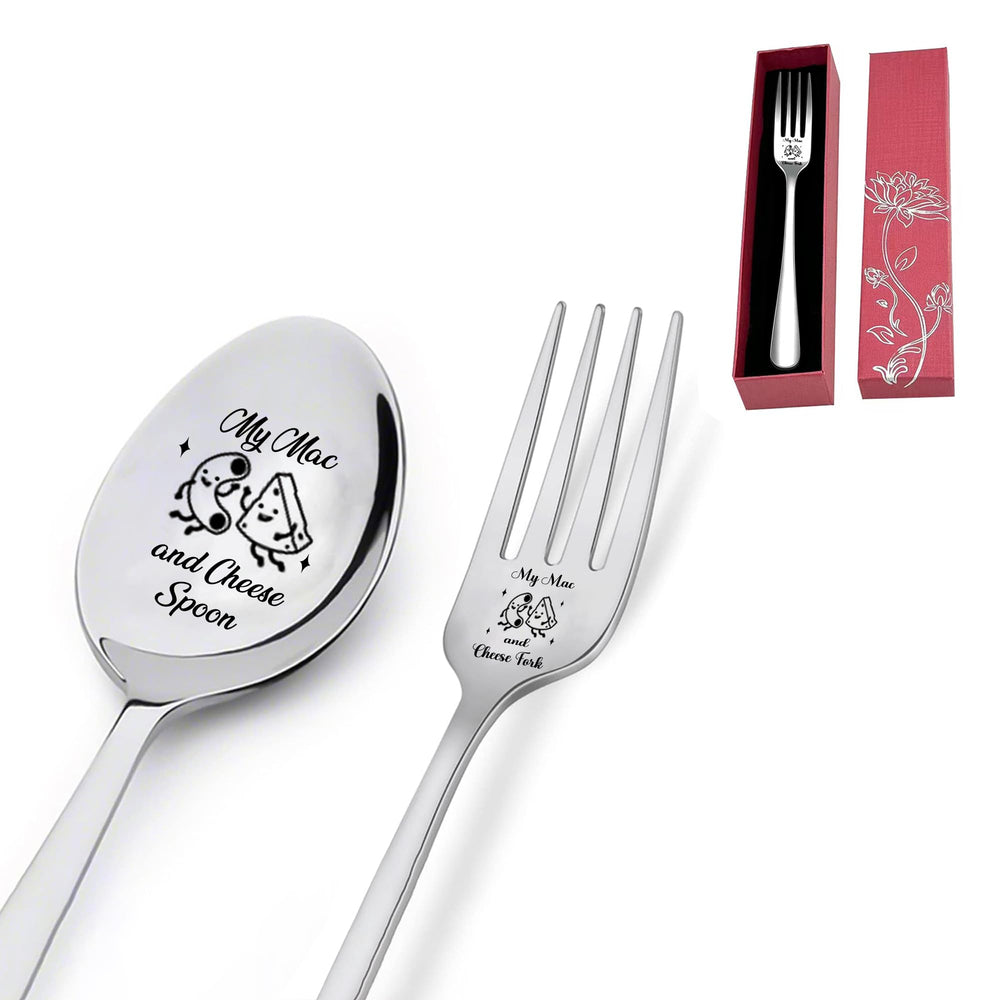 QIUHGZJX mac cheese spoon and fork set in polished stainless steel for everyday dining.