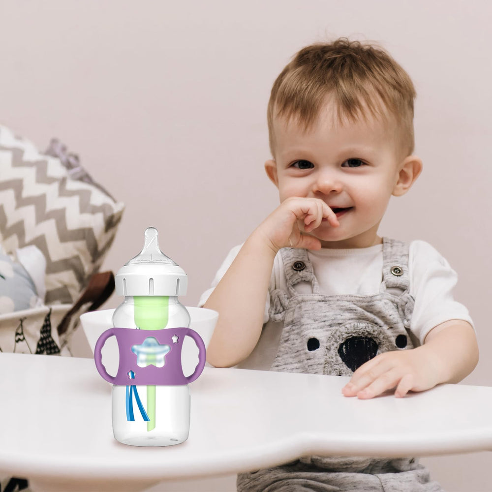 Qiuruoo bottle handles promote independent feeding with a soft grip