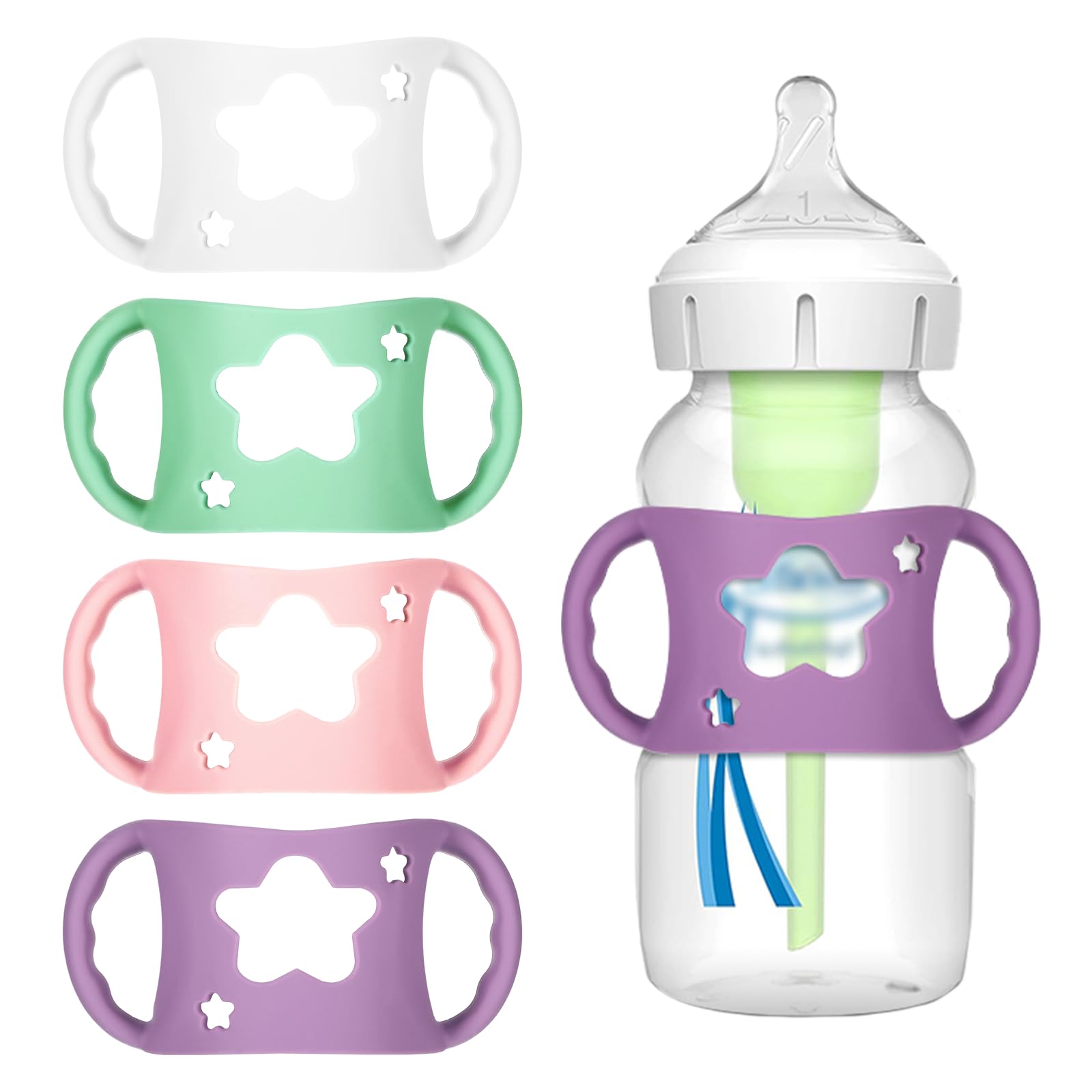 Qiuruoo star-green bottle handles improve grip for tiny hands