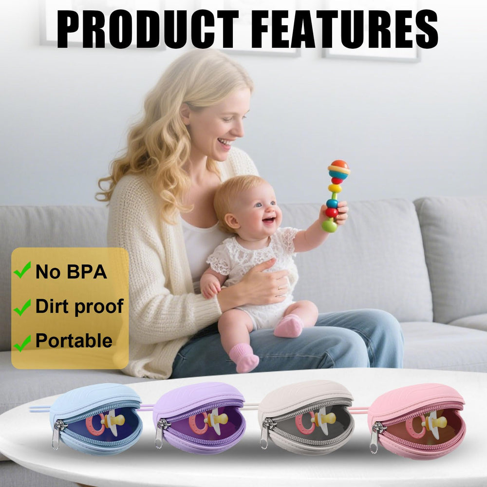 Qiuruoo silicone pacifier case travel-friendly, easy to clean, and compact.