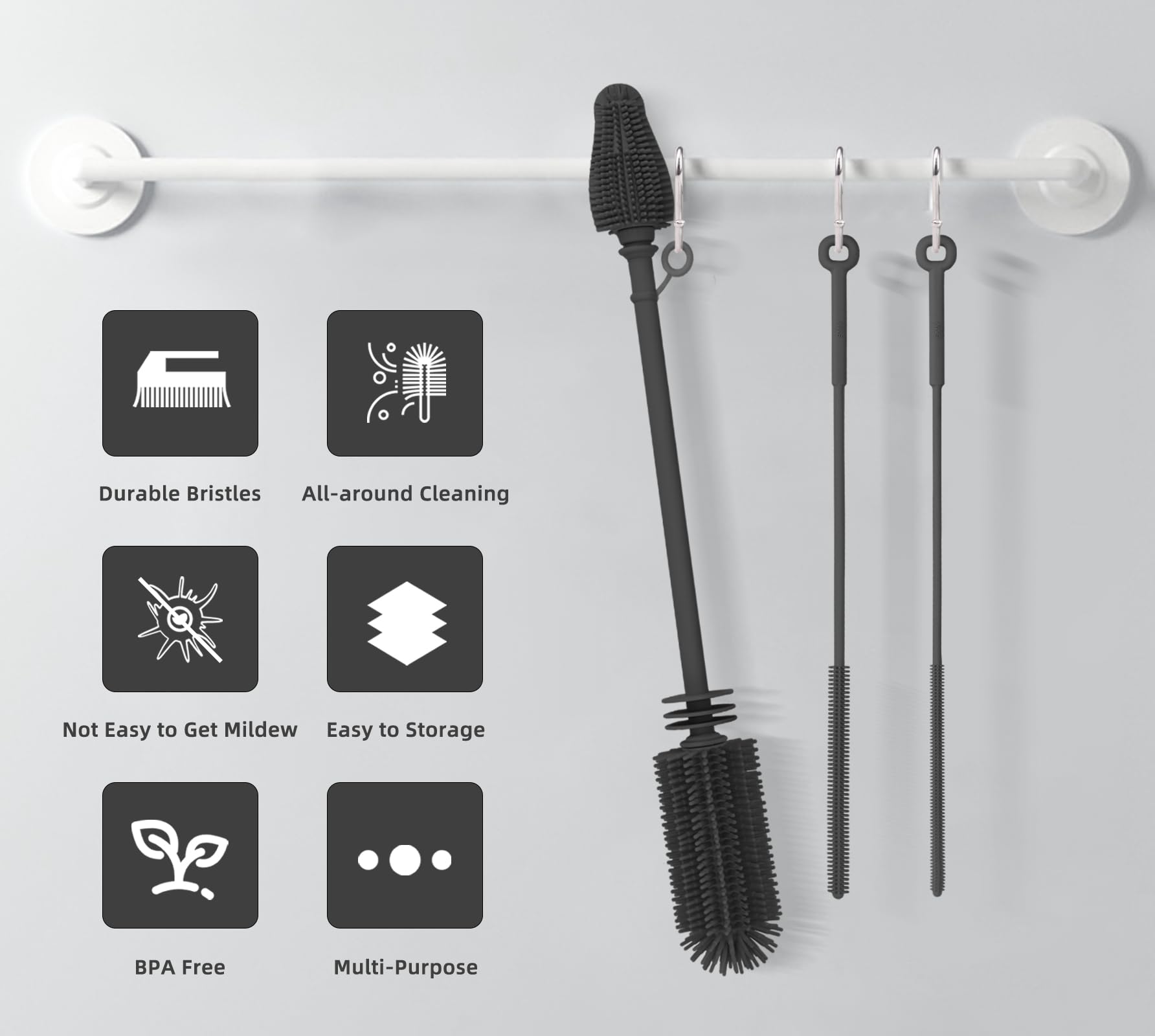 Qiuxunies easy dry bottle brush helps prevent odor buildup