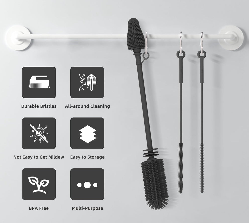 Qiuxunies easy dry bottle brush helps prevent odor buildup