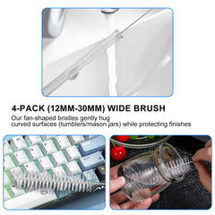 QLTUDN long 12-inch brush extending reach for tall containers and hard-to-reach areas