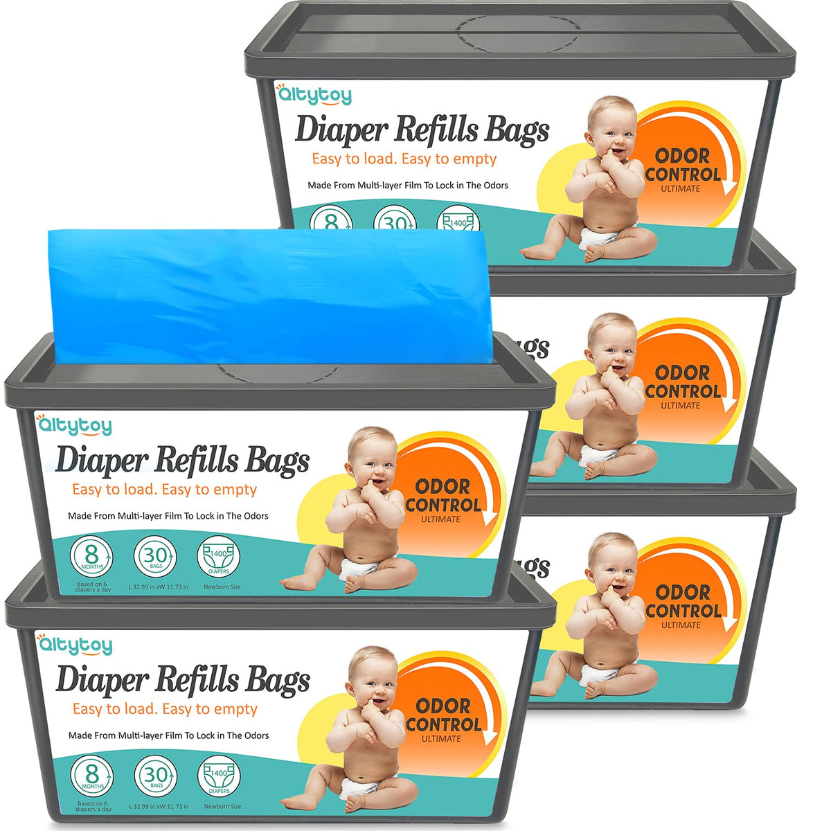 Qltytoy refill bags fit Genie Easy Roll Signature for seamless diaper disposal.