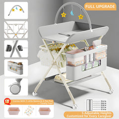 QMHHRJT Changing Table folded for compact storage in small spaces.