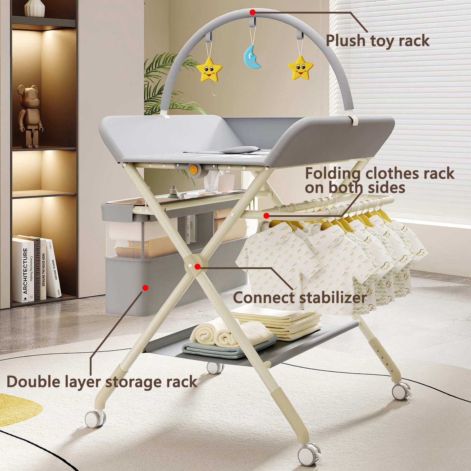 QMHHRJT Portable station moves smoothly between rooms for convenience.