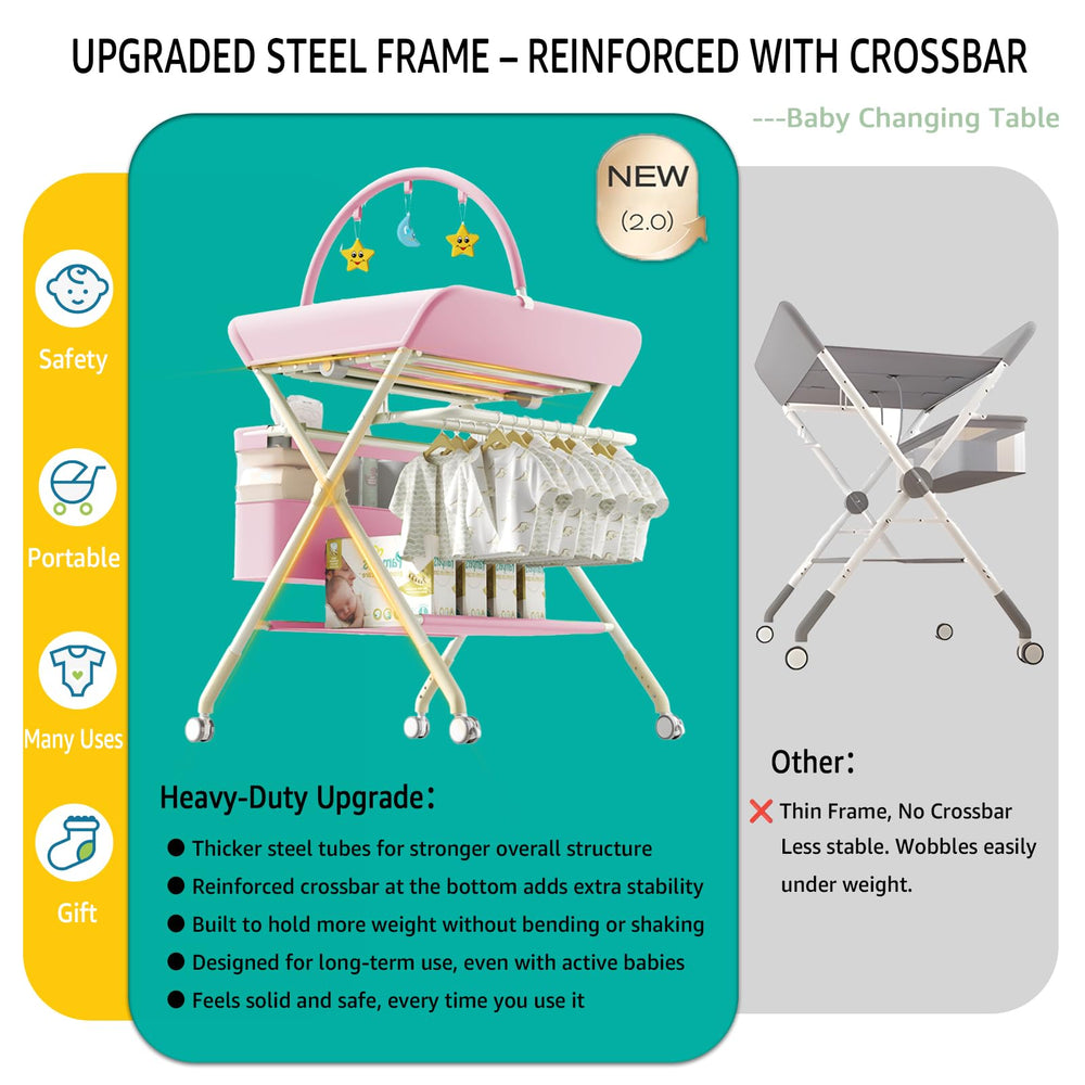 QMHHRJT pink changing table converts to a drying rack for post-care