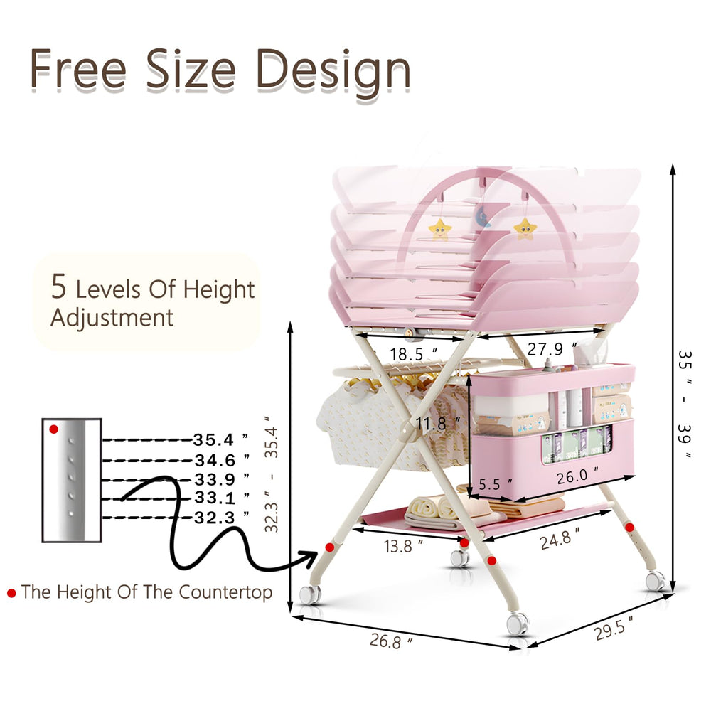 QMHHRJT pink changing table portable design for home or clinic use
