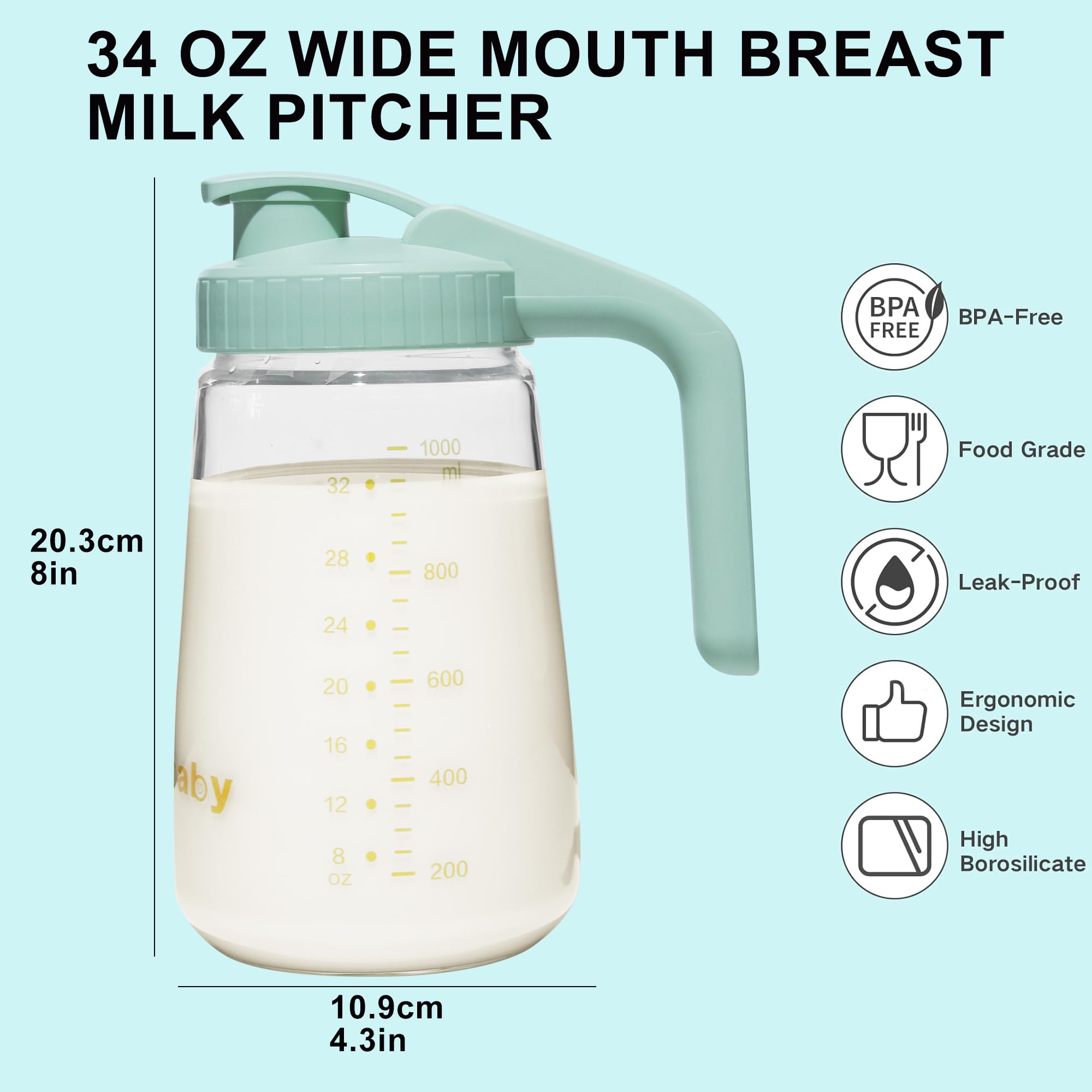 Qmibaby borosilicate glass body: durable, temperature-safe milk storage
