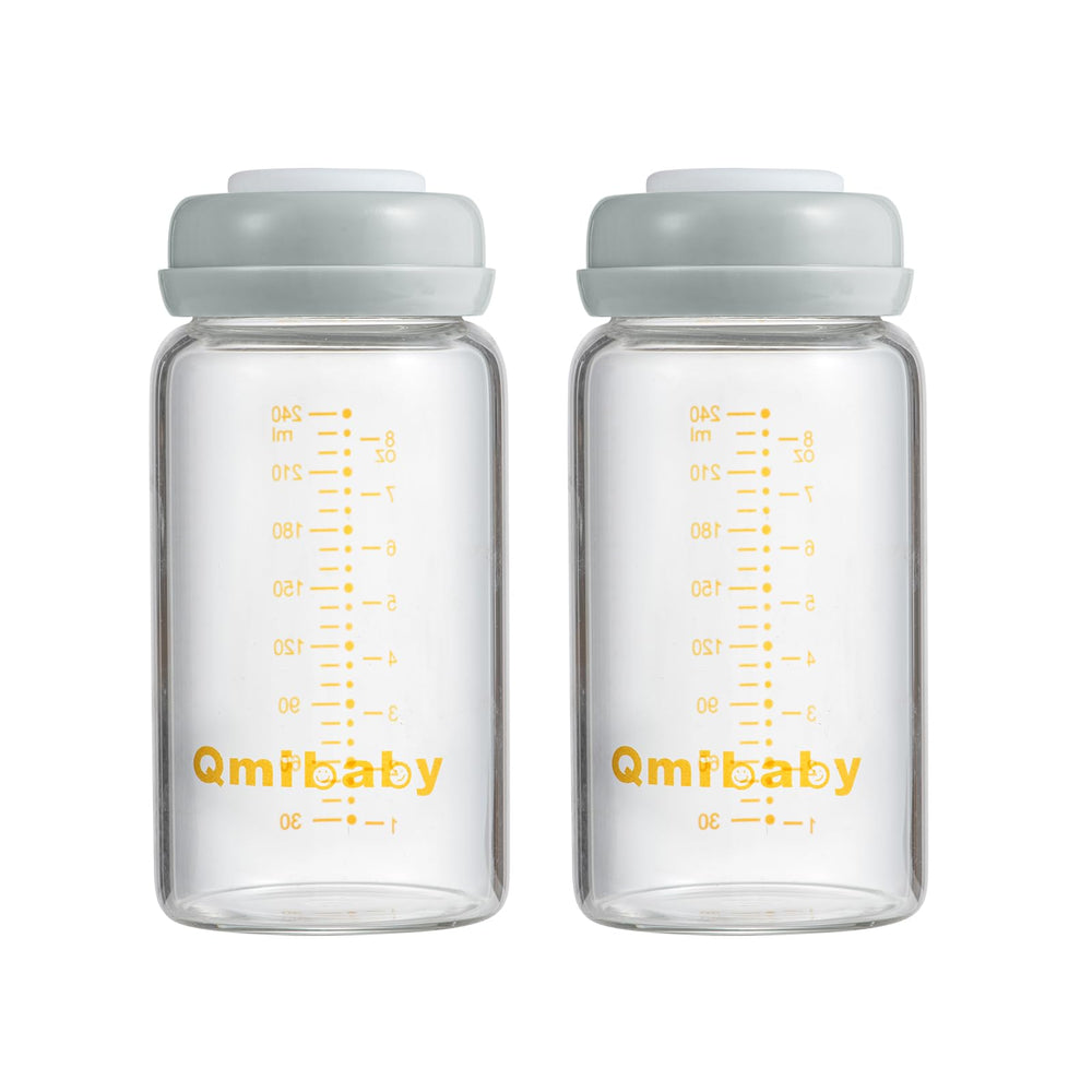 Qmibaby breast milk storage bottle 240ml, ideal for safe refrigeration and portion control.