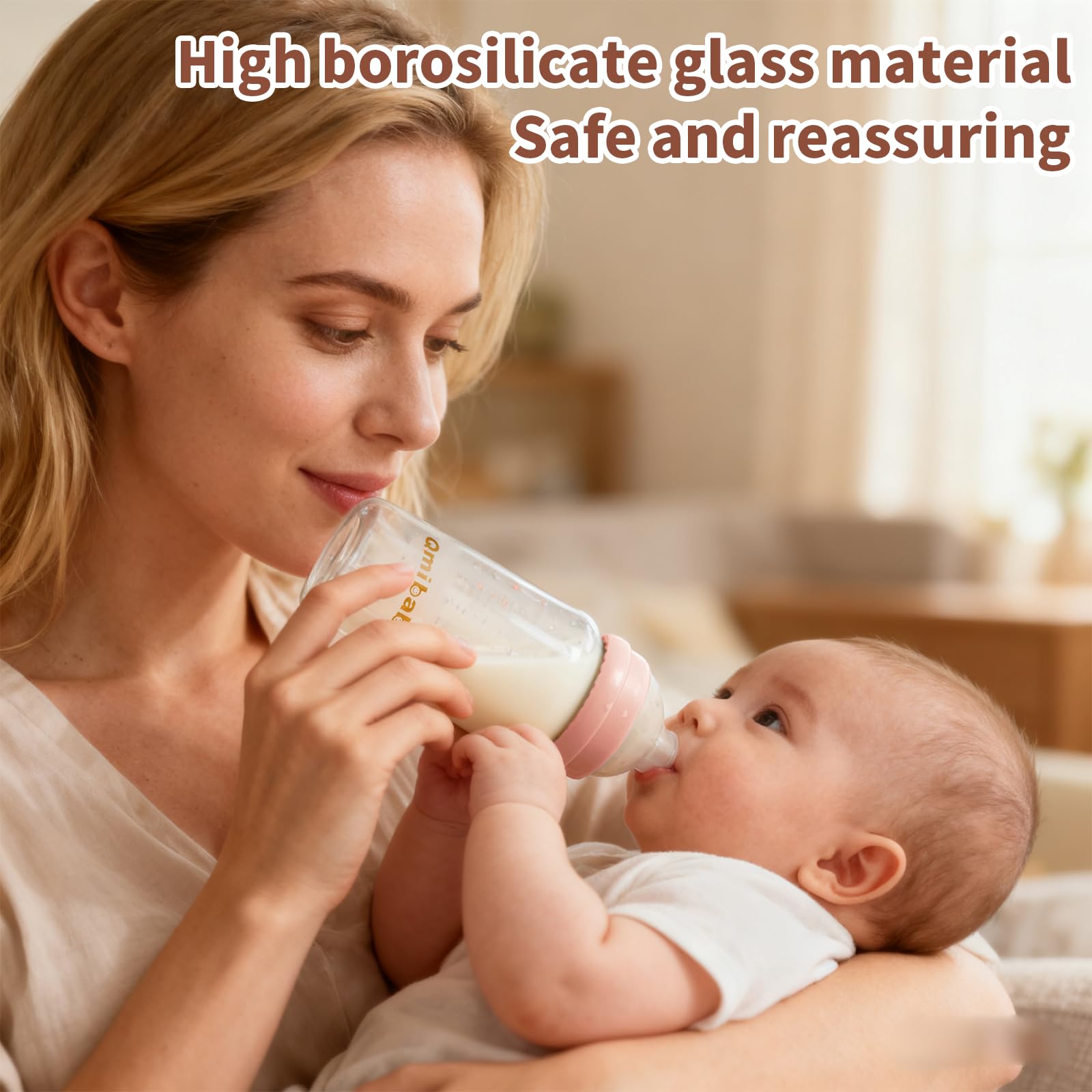 Qmibaby glass bottles offer safe storage from fridge to feeding.
