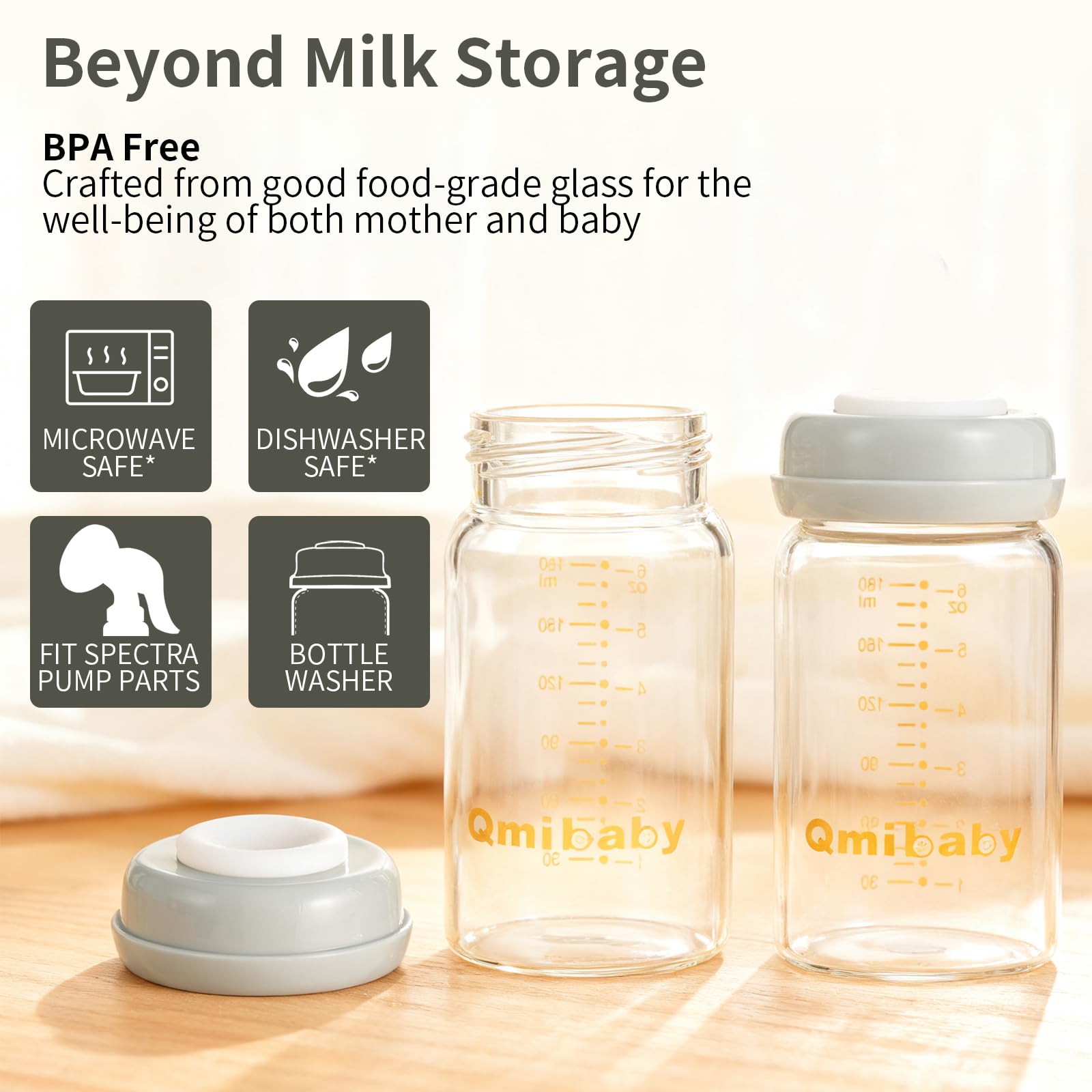 Qmibaby writable silicone lid used to date stamp and organize milk