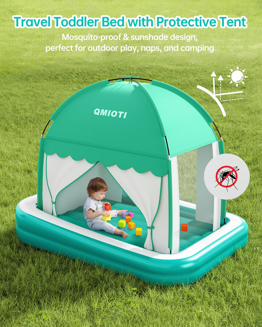 Full-side bumper on the Qmioti bed prevents rolling off during sleep.