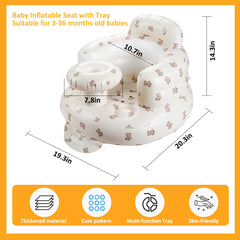 QMVESS inflatable baby seat with tray close-up shows sturdy wrap-around support