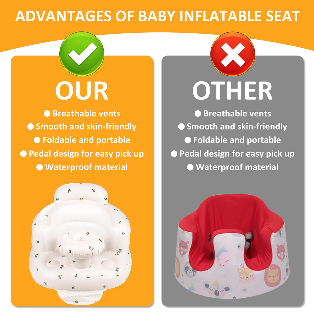 QMVESS portable inflatable seat in Olive suits travel, camping, and visits.