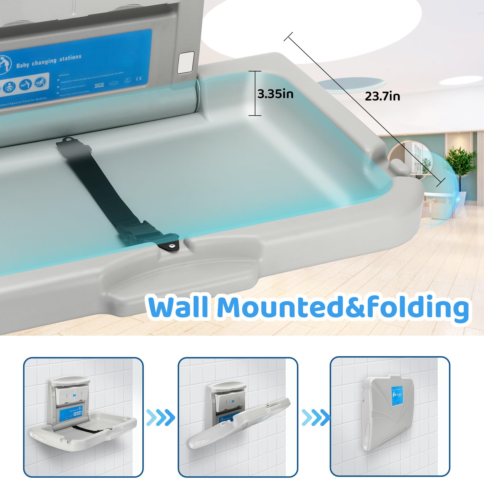 Qnemaei baby changing station HDPE surface gentle on baby's skin