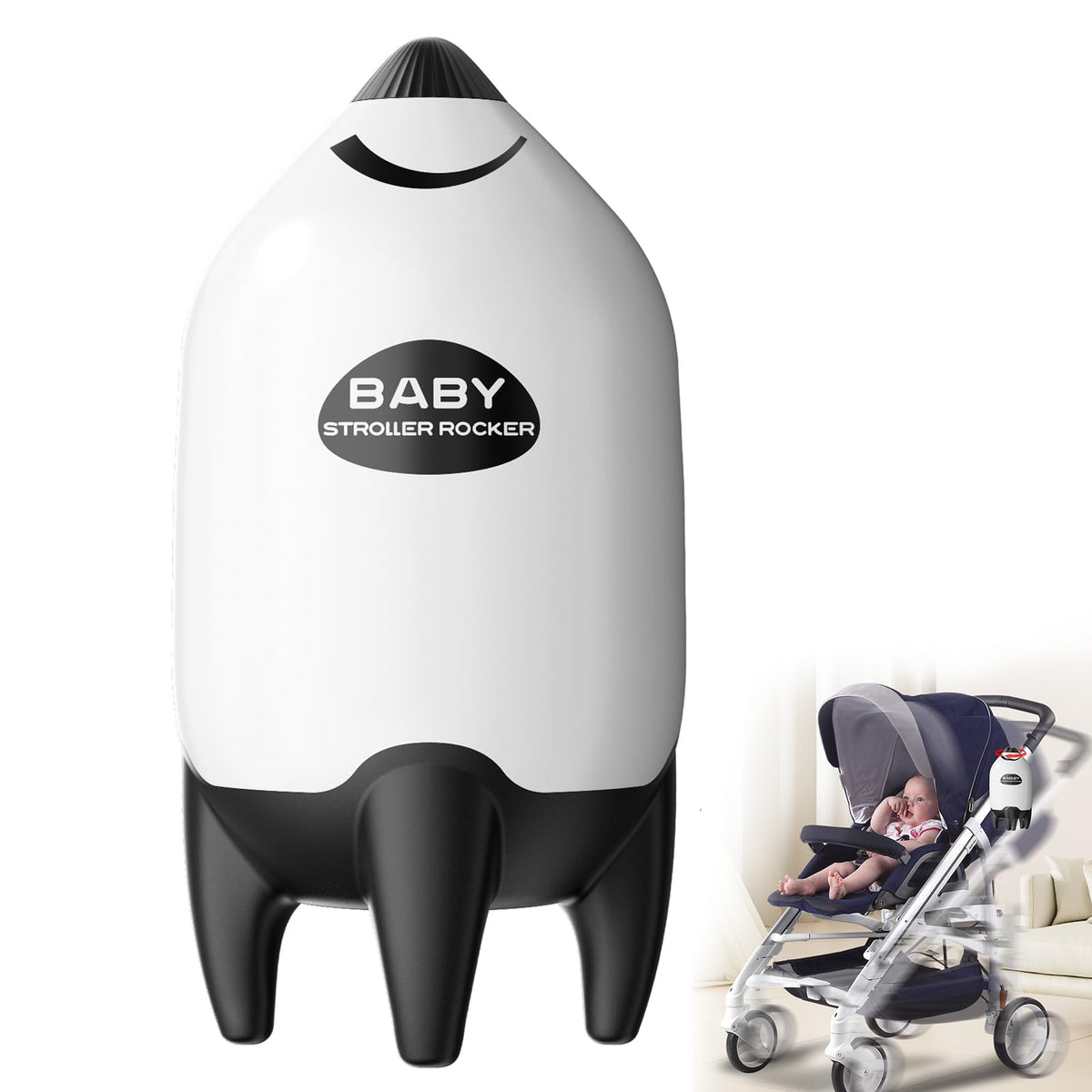 QNHMPW baby rocker attachment fits strollers, offering hands-free soothing during strolls.