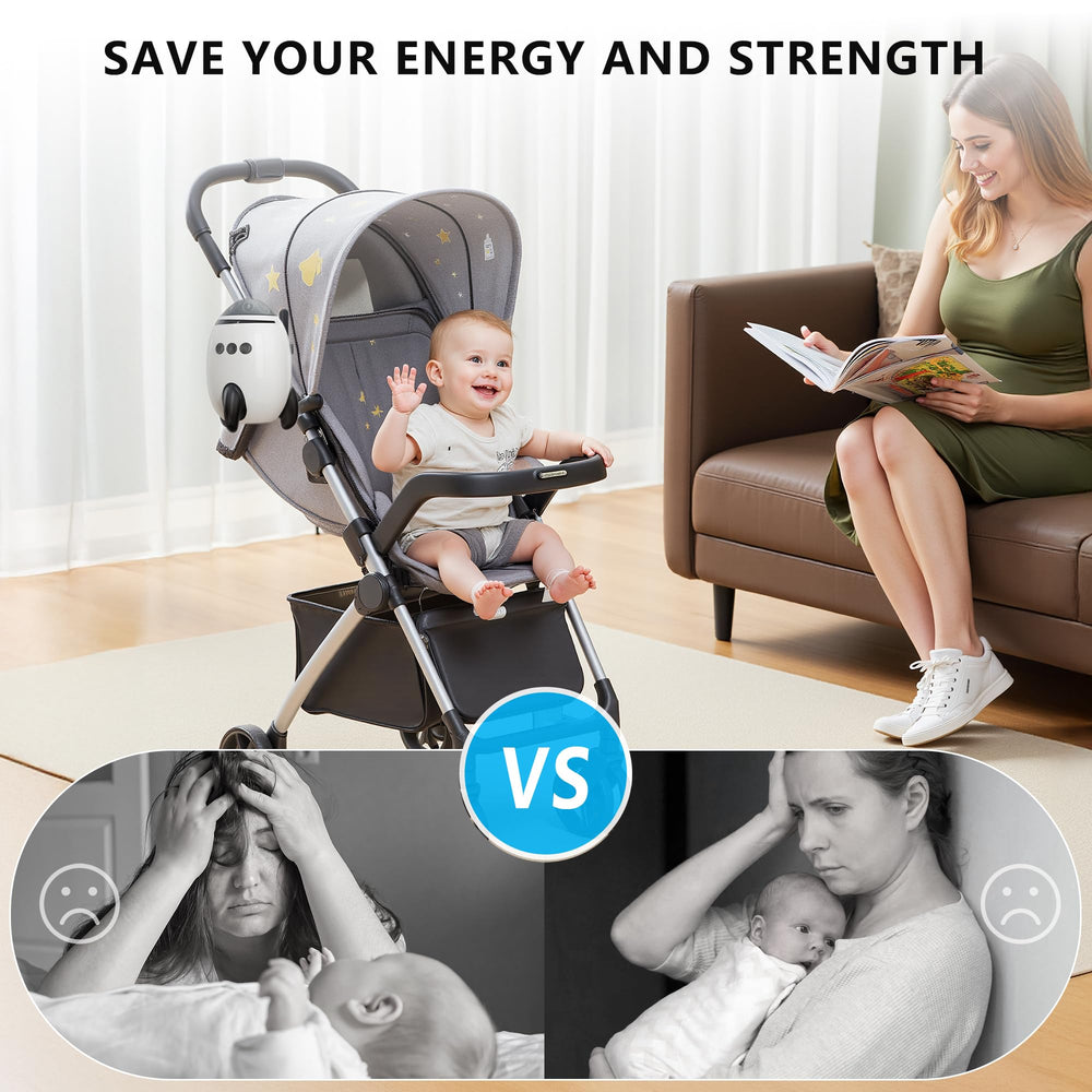 QNHMPW Swivel mount secures to strollers for quick attachment