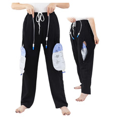 QNZKIOXV catheter pants with hidden dual pockets for discreet urine bag storage and comfort