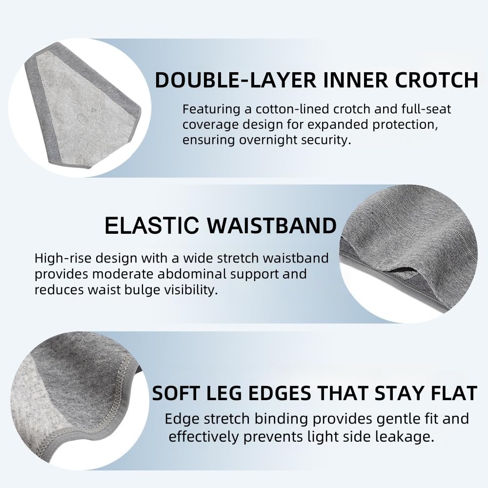 QNZKIOXV high-cut leakproof briefs offer full coverage without bulk.