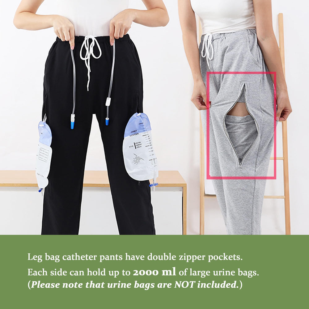 QNZKIOXV leg bag catheter pants in soft cotton knit fabric for daily comfort