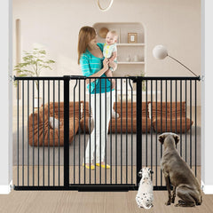 Qonimm 40.5 inch tall baby gate blocks wide openings safely on stairs and doors