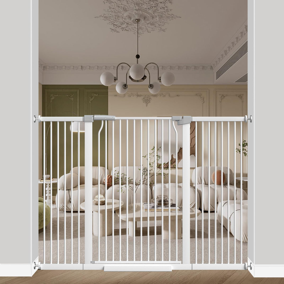 Qonimm 40.55-inch extra tall gate blocking tall stairs safely