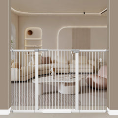 Qonimm 40-55 inch extra tall gate installed at a stair opening for tall height safety.