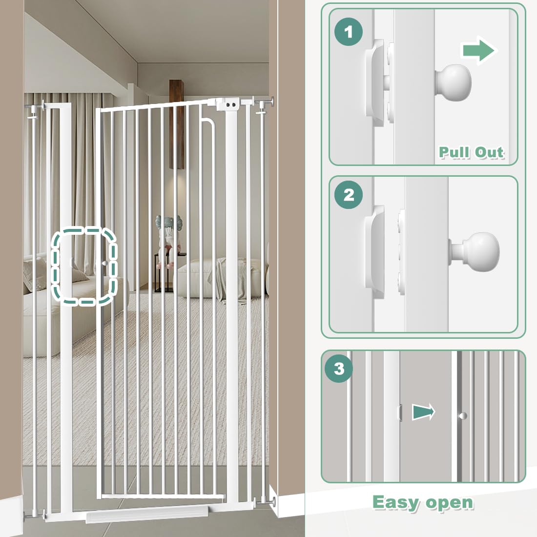 Qonimm 1.37-inch gap prevents kids and pets from getting stuck.
