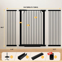 Qonimm tall baby gate adjustable width offers flexible coverage for stairs and doorways