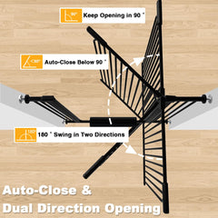 Qonimm tall baby gate opened and closed shows convenient auto close function