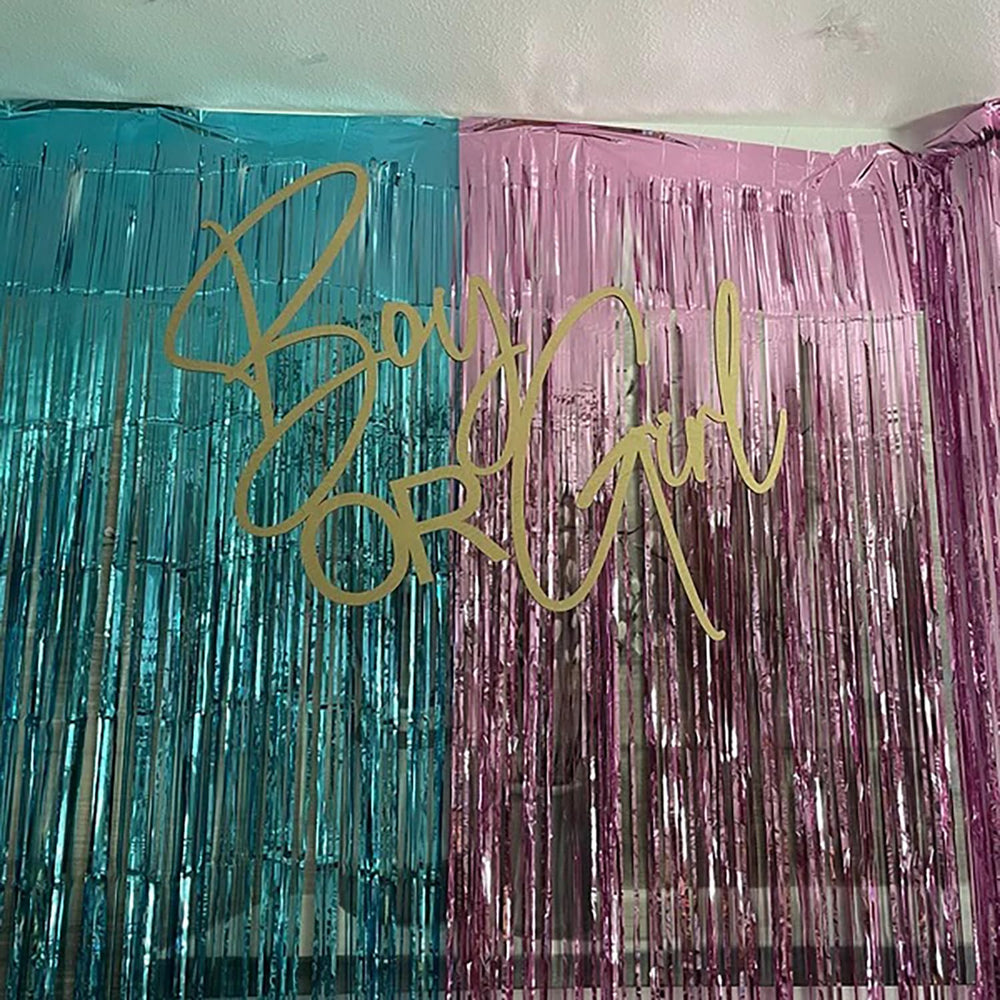 QPARTYFIRE gender reveal sign in wood creates a clear party focal point